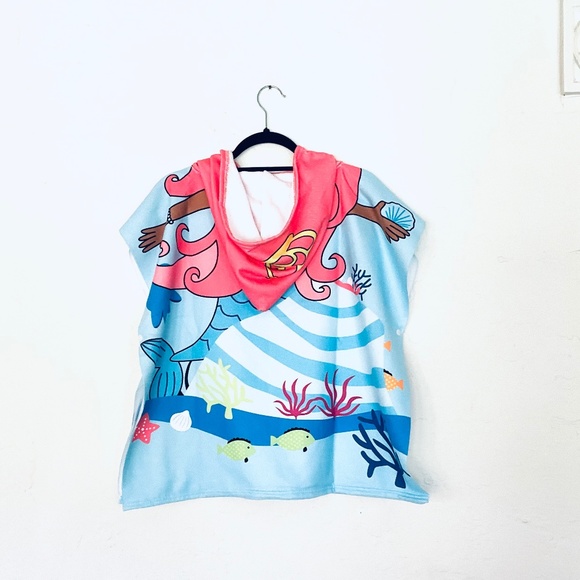 BON VOYAGE Mermaid Themed Swim Cover-up Snap Sides Hoodie Sz OS - Picture 2 of 2